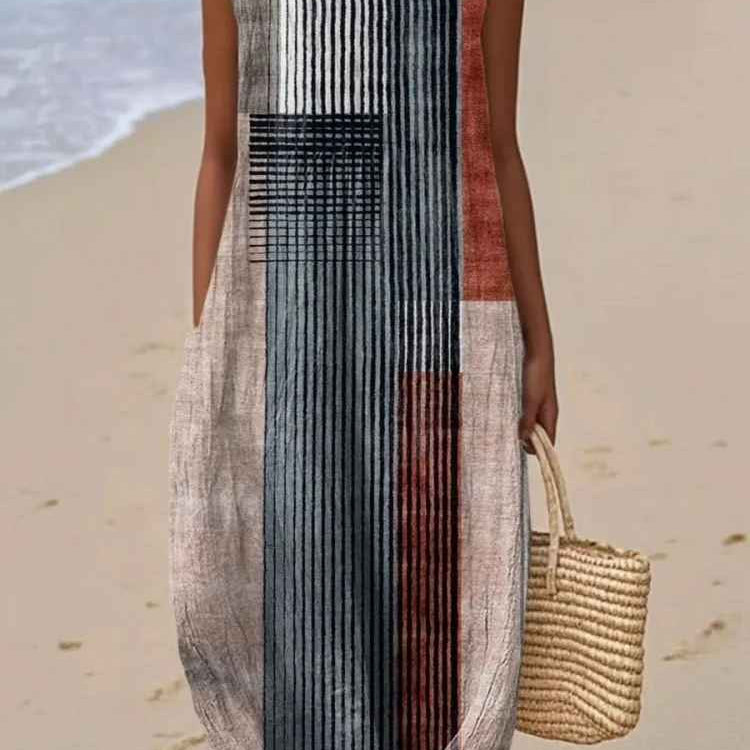 Rosenda - Summer Dress with Abstract Geometric Print
