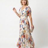 Savannah - Short Sleeve Pleated Floral Midi Dress