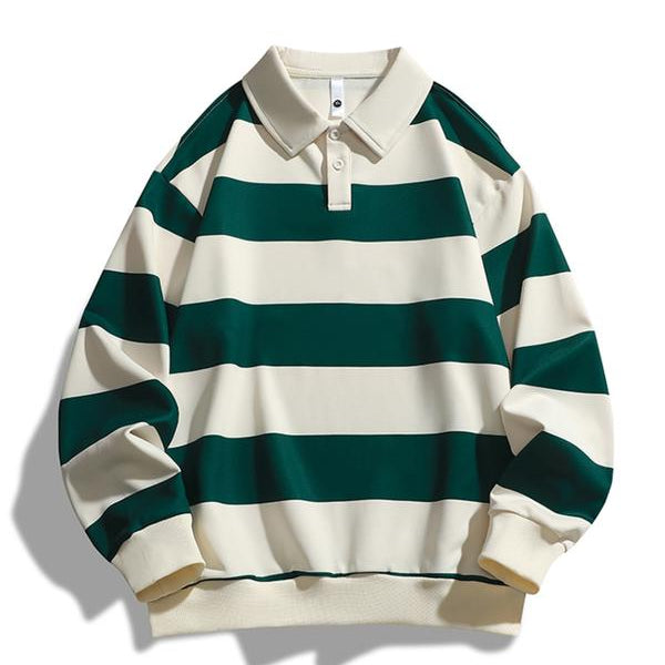 ZOE™ - Classic Fashion Striped Collar Long Sleeve Sweatshirt