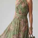 Laelia - Elegant Floral Halter Dress