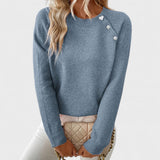Roxanne – Elegant Asymmetrical Jumper with Button Detail