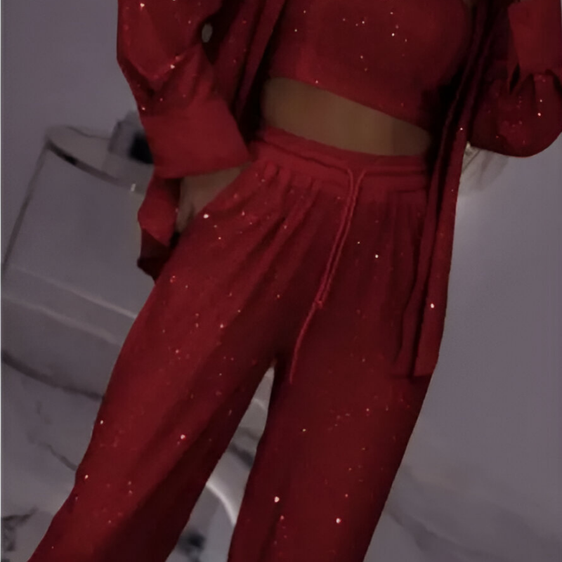 Fioralba | Sequin Lounge Set – Three Piece