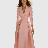 Ceryth - Elegant Pleated Blazer Midi Dress