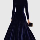 Sibella - Navy Long-Sleeve Midi Dress
