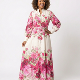 Kennedy - Long Sleeve Floral Belted Maxi Dress