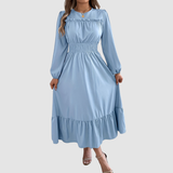Isola Lane | Navy Ruffled Hem Midi Dress