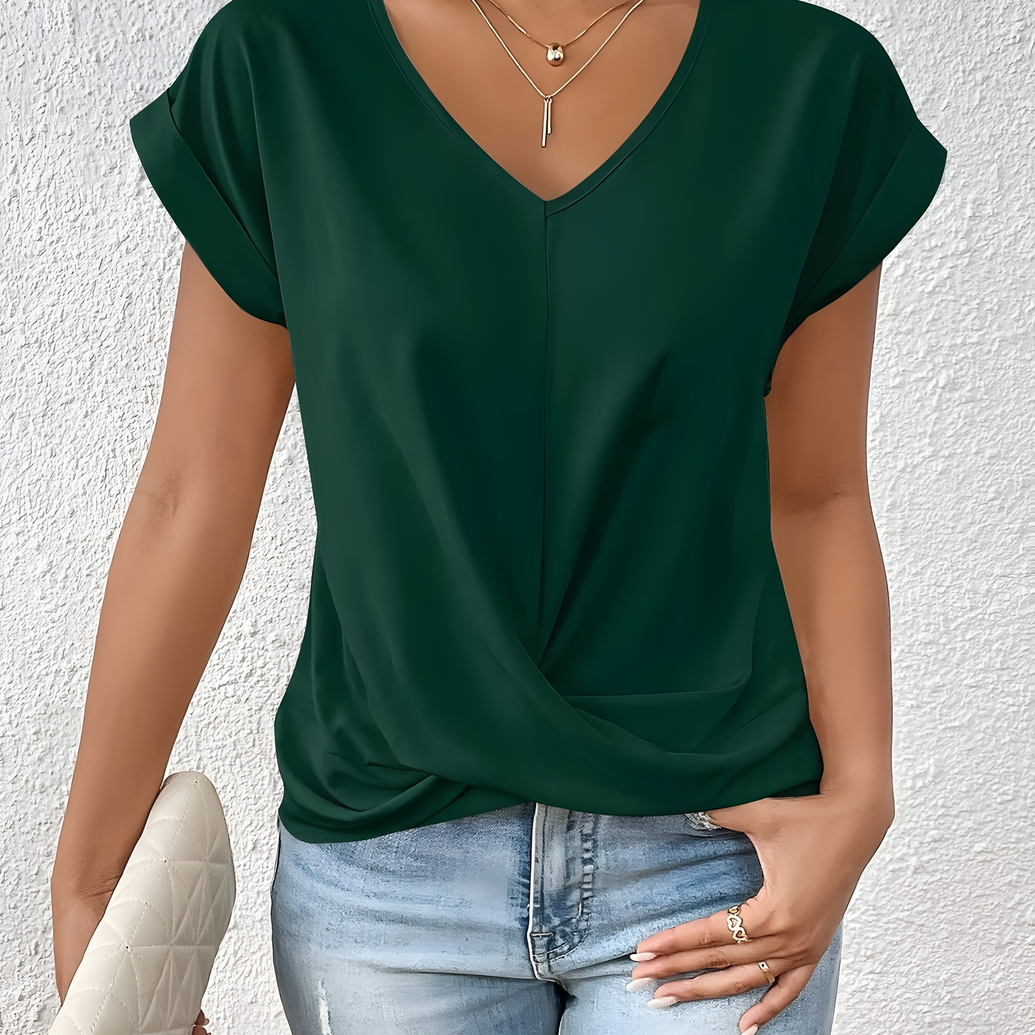 MEIKA™ – Classic Twist Detail V-Neck Top