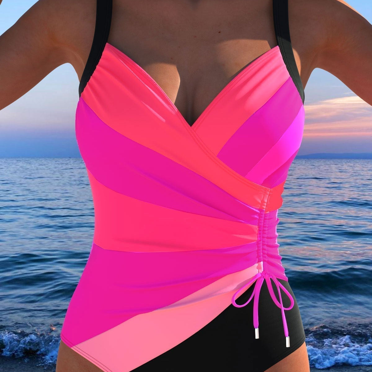 Luxurious Wrap Swimsuit with Colourful Print