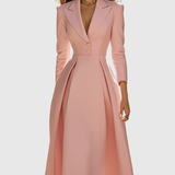 Ceryth - Elegant Pleated Blazer Midi Dress