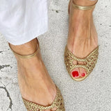 Isadora | Golden Woven Sandals