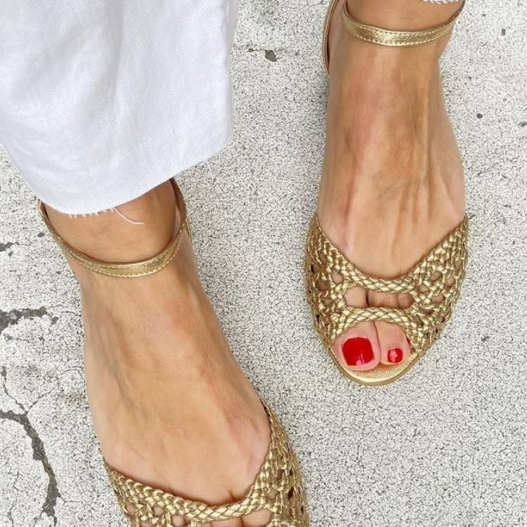 Isadora | Golden Woven Sandals