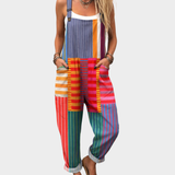Kreszentia | Dungarees with Colourful Stripe Print