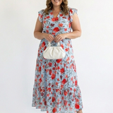 Lila - Floral V-Neck Tiered Midi Dress