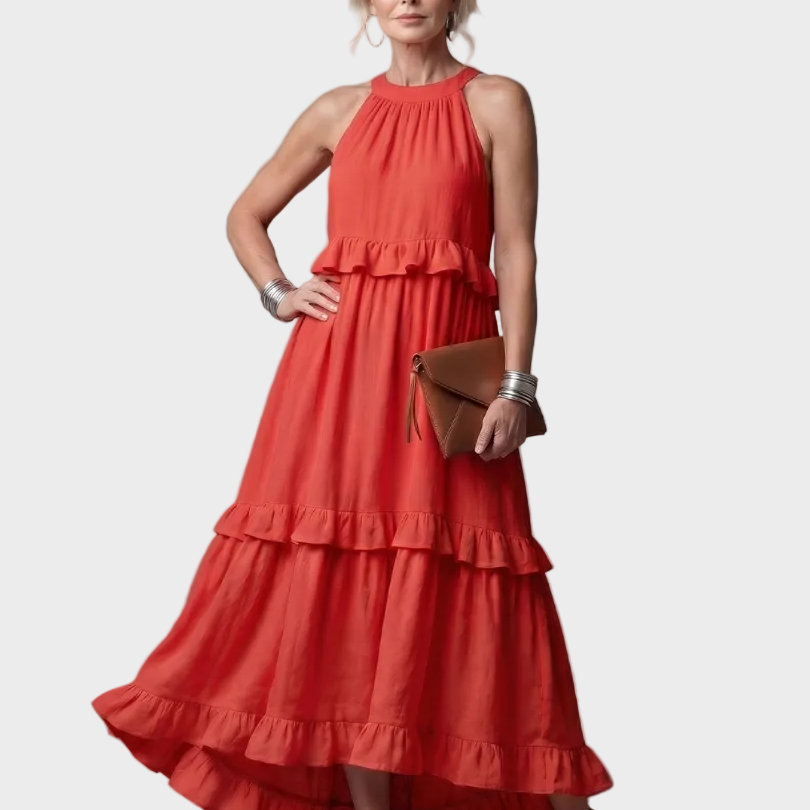 Katia - Maxi Dress with Halter Neck and Ruffles