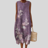 Violet | Lilac Dress with Floral Embroidery