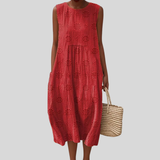Matilda | Flowing Linen Dress with Eyelet Pattern