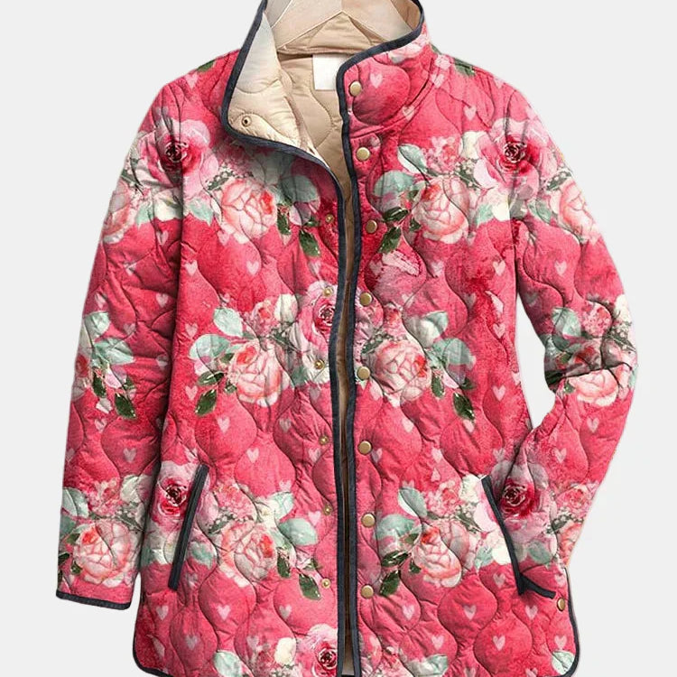 Amaya - Vintage Floral Print Quilted Jacket