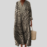 Vivienne | Black and white dress with striped pattern