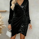 Emilia Snowfall | Frosted Dream Midi Dress with V-Neck
