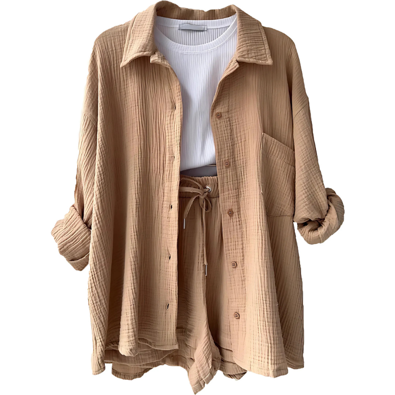VERA™ – Modern Button-Up Shorts Set