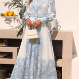 Sierra - High Neck Printed Long Sleeve Maxi Dress