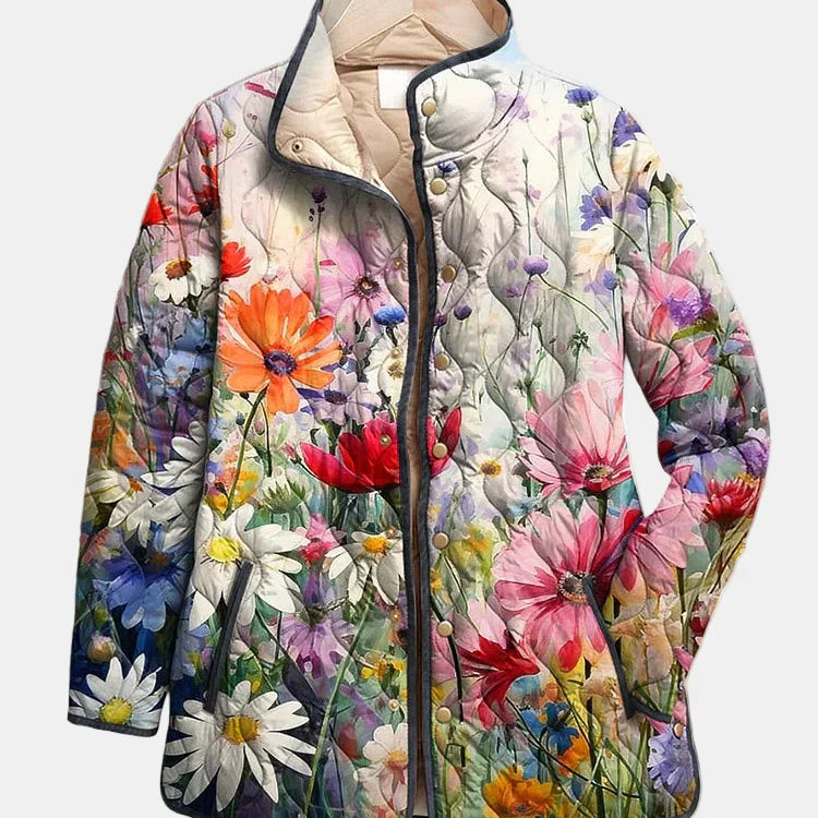 Amaya - Vintage Floral Print Quilted Jacket