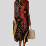 Theodora | Black Dress with Boho Pattern