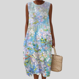 Blanche | White Dress with Pastel-Colored Flowers