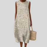 Eleanor | Beige Dress with Ornamental Embroidery