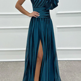Aurora | Elegant Striped Dress with One Shoulder