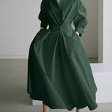 Brynn | Elegant Polo Collar A-Line Maxi Dress