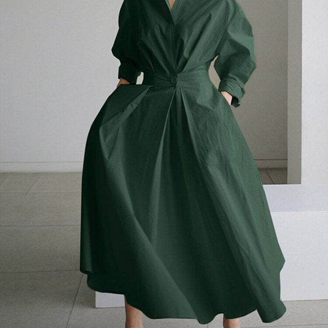 Brynn | Elegant Polo Collar A-Line Maxi Dress