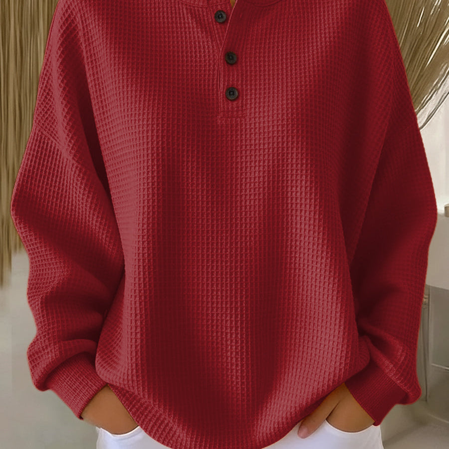 Anne - Cozy Waffle Knit Henley