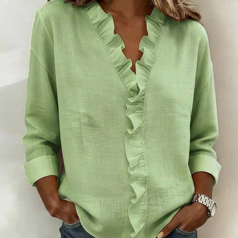 Delilah - Ruffled V-Neck Blouse