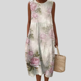 Millicent | Cream-colored dress with rose motif