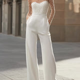 Araminta | Pearl-Embellished White Jumpsuit