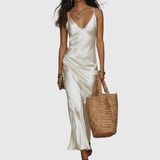 Betsy – Satin Midi Dress with Matching Jumper Set