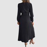 Celeste Bloom - Pleated Long-Sleeve Midi Dress