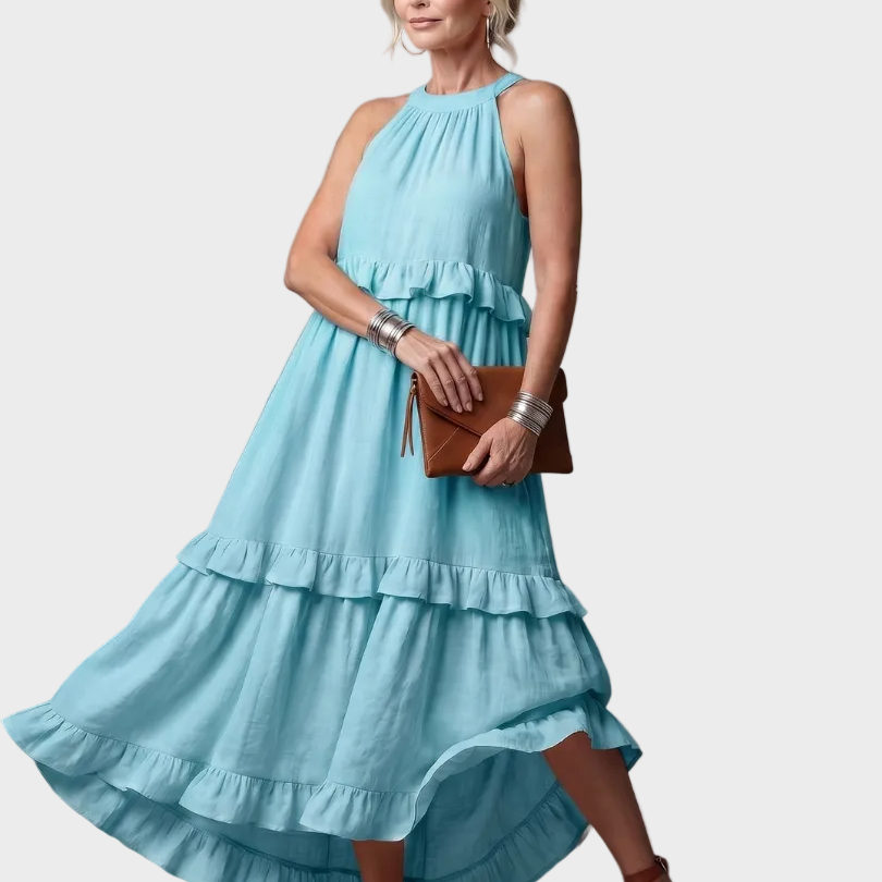 Katia - Maxi Dress with Halter Neck and Ruffles