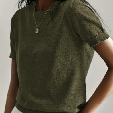 Tally - Casual Short Sleeve Crew Neck Top
