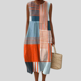 Blythe | Colorful Dress with Checkered Patchwork