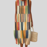 Hazel | Dress with Wood Patchwork Pattern