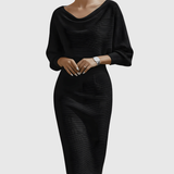 Ismeria | White Draped Batwing Midi Dress