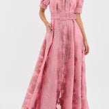 Anabella - Elegant Wedding Guest Maxi Dress with Short Puff Sleeves