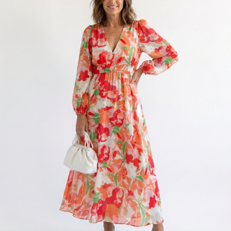 Althea - Long Sleeve Floral Maxi Dress