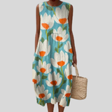 Nerissa | Turquoise Dress with White Flowers