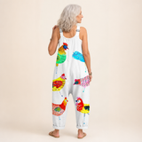 Leontine | Dungarees with Artistic Bird Print