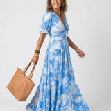 Ione - Short Sleeve V Neck Floral Midi Dress