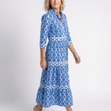 Ysolde - Three Quarter Sleeve Chain Pattern Midi Dress
