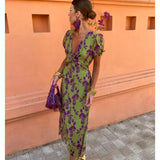 Lucinda - Boho Floral Pleated Summer Maxi Dress